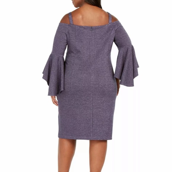 Women’s Formal Cocktail Dress Plus Size 18W Off Shoulder NAVY SILVER Gown NEW - Picture 2 of 8